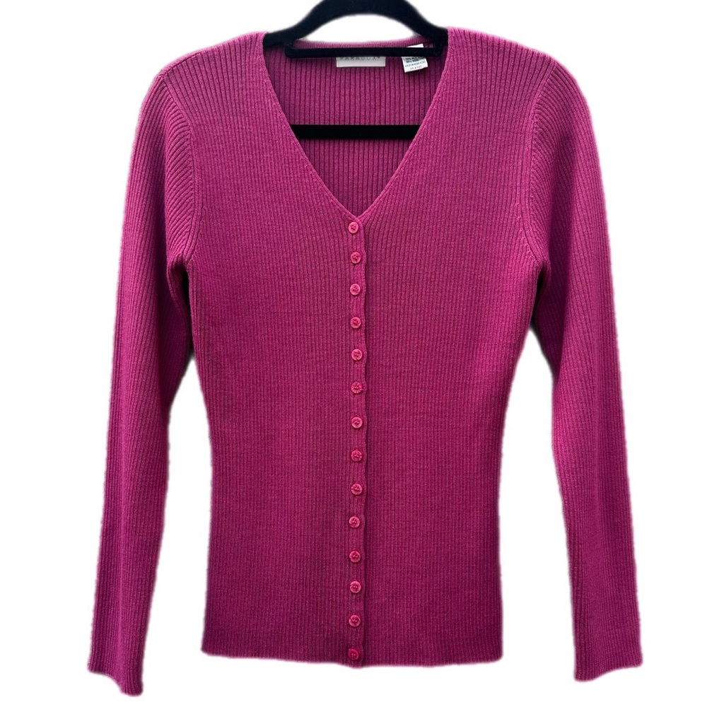 Vintage Paradox acrylic/wool blend rubbed V-Neck button-down cardigan Sweater M